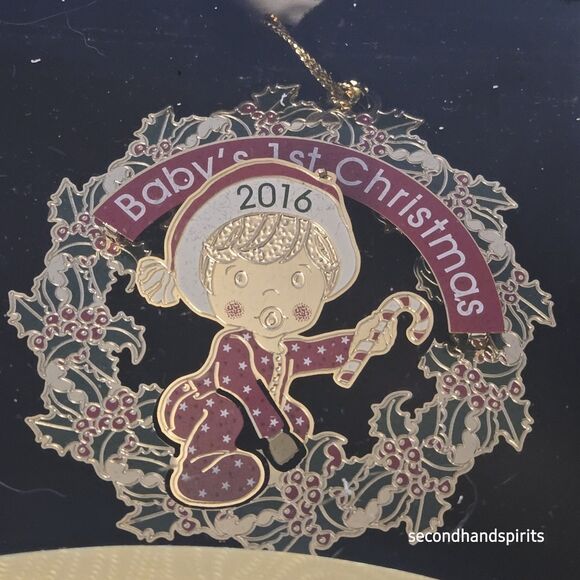 Christmas 2016 Baby's First Christmas Brass Ornament By ChemArt - Picture 5 of 8